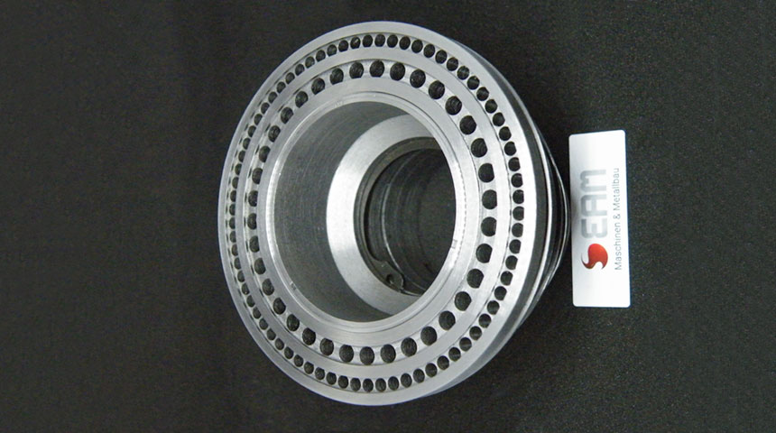 CNC-Bauteil Draufsicht Gasverteiler EAM Maschinenbau